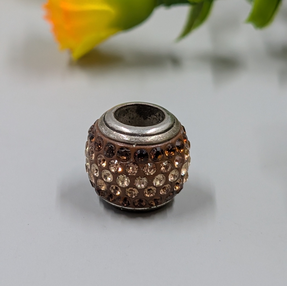 Brighton Brown and Silver Crystal Pavé Beaded Necklace Charm